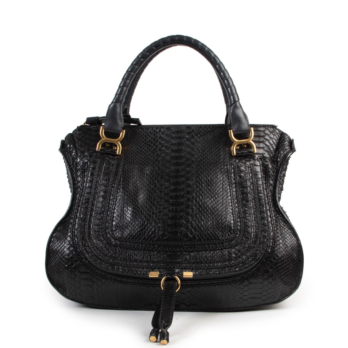 Chloé Black Python Marcie Shoulder Bag