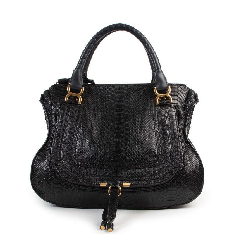 Chloé Black Python Marcie Shoulder Bag