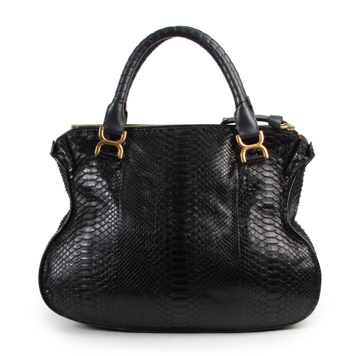 acheter en ligne seconde main Chloé Black Python Marcie Shoulder Bag