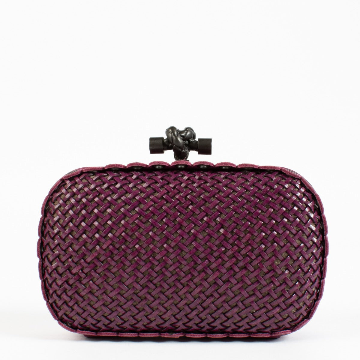 Bottega Veneta Paarse Gevlochten Knoop Clutch