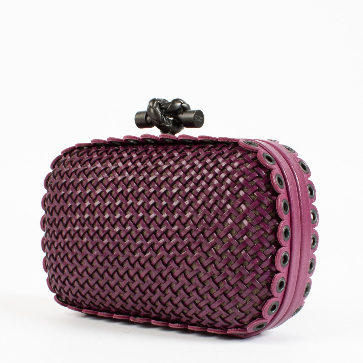 Bottega Veneta Paarse Gevlochten Knoop Clutch