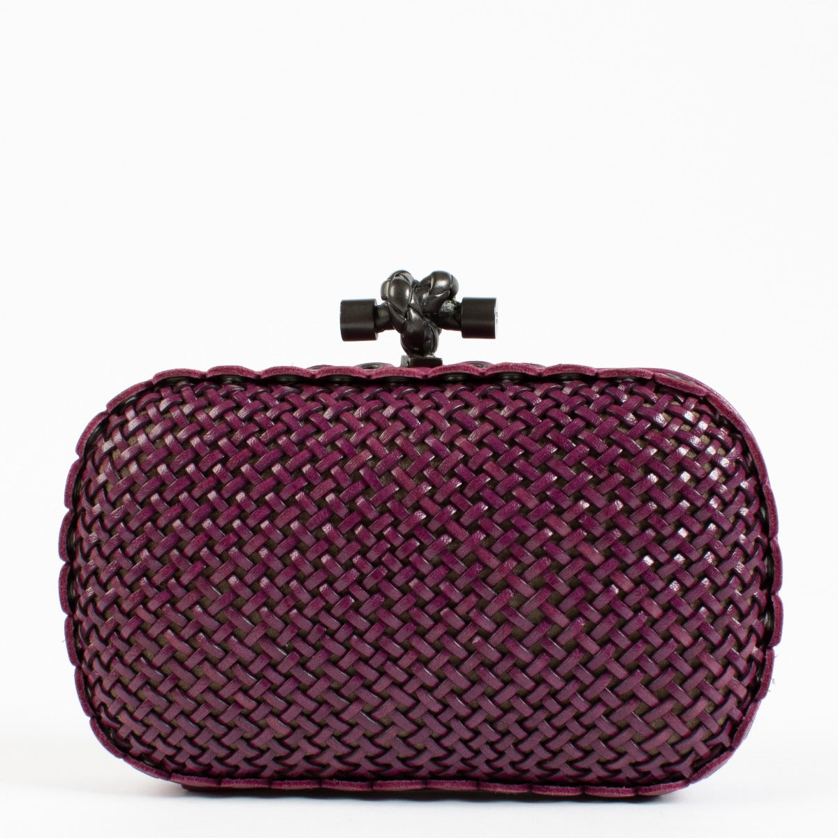 Bottega Veneta Paarse Gevlochten Knoop Clutch