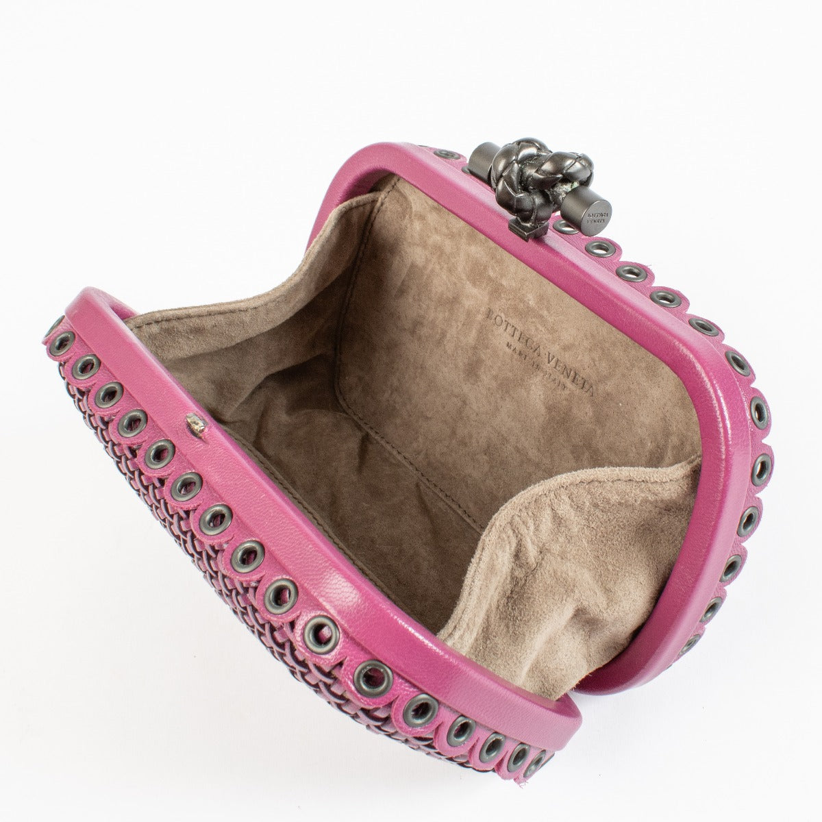 Bottega Veneta Paarse Gevlochten Knoop Clutch
