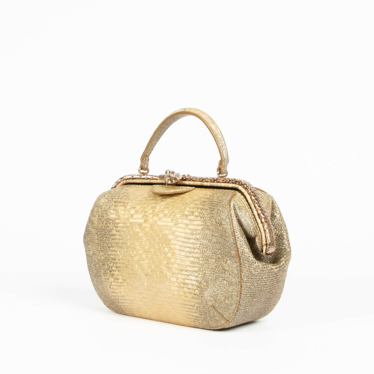Authentic Bulgari Gold Lizard Serpenti Top Handle Bag on Labellov.com