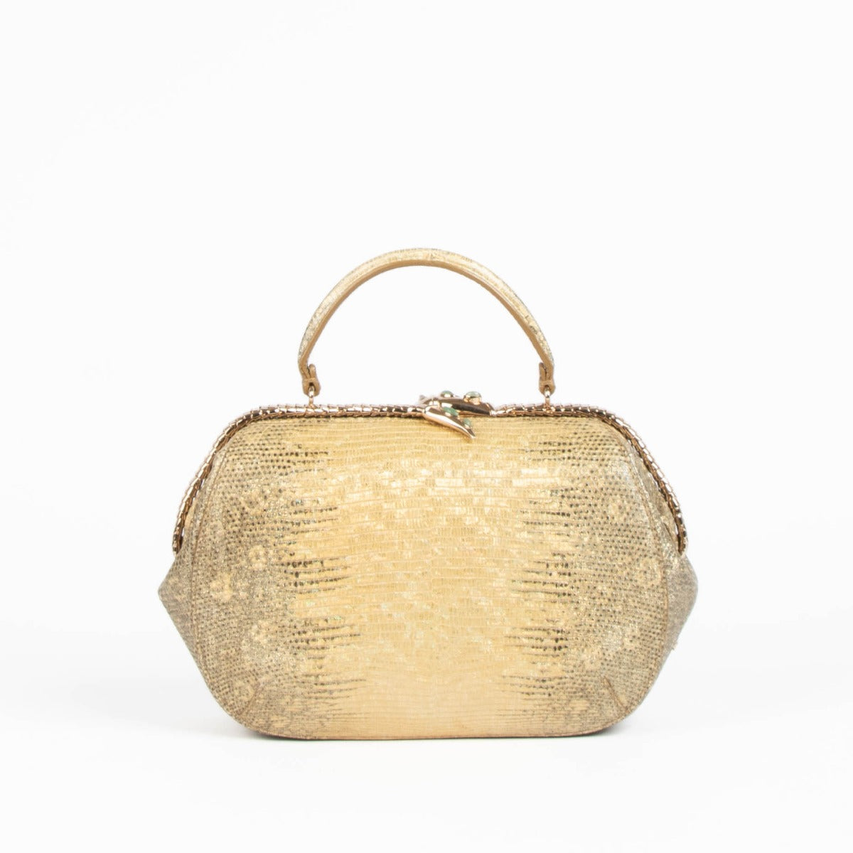 Authentic Bulgari Gold Lizard Serpenti Top Handle Bag on Labellov.com