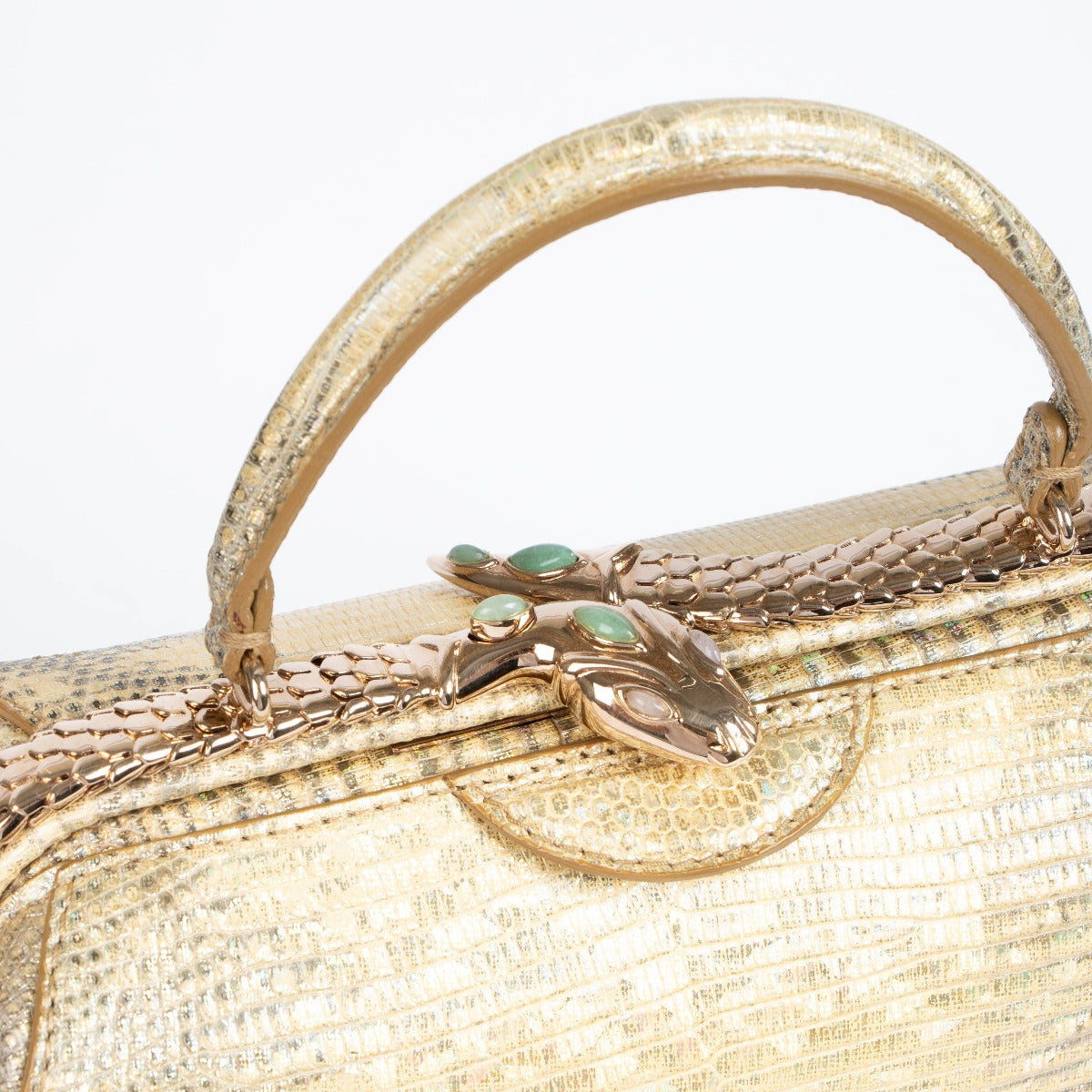 Authentic Bulgari Gold Lizard Serpenti Top Handle Bag on Labellov.com