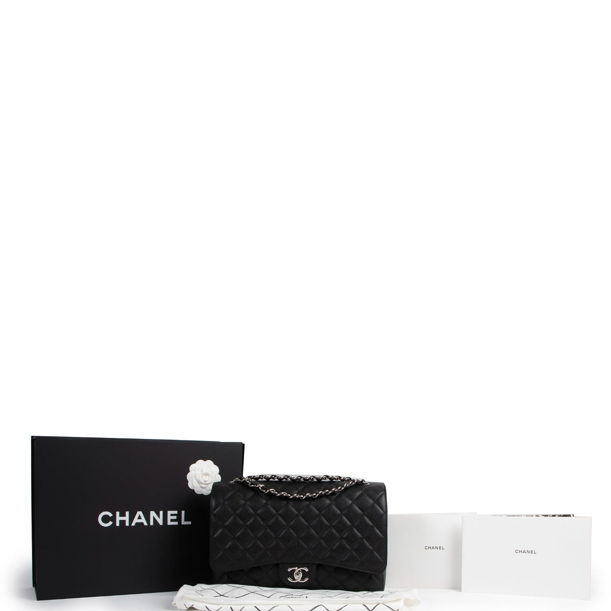 Chanel Black Caviar Leather Maxi Classic Flap Bag