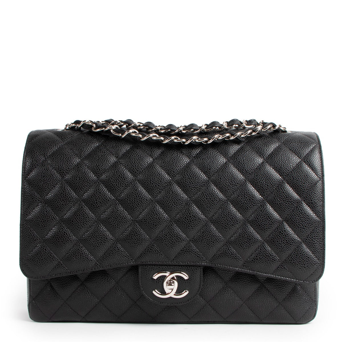 Chanel Black Caviar Leather Maxi Classic Flap Bag