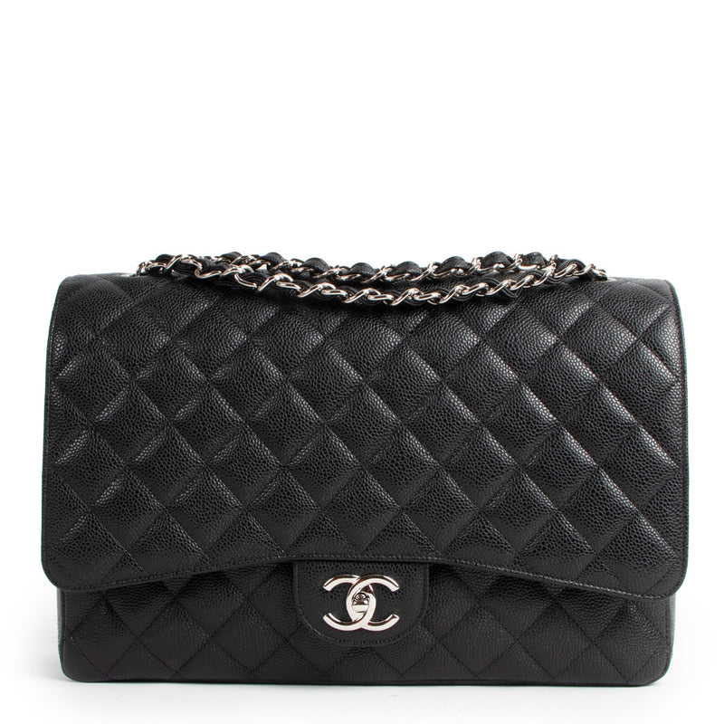 Chanel Black Caviar Leather Maxi Classic Flap Bag