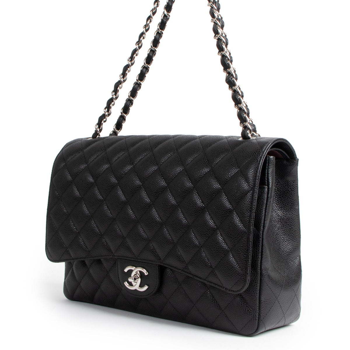 Chanel Black Caviar Leather Maxi Classic Flap Bag