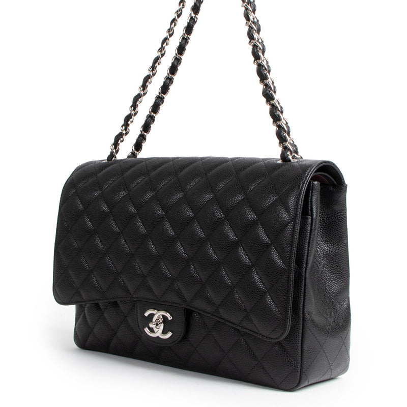 Chanel Black Caviar Leather Maxi Classic Flap Bag