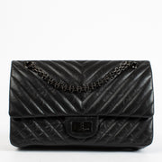 shop 100% authentic second hand Chanel So Black Chevron Aged Calfskin Medium 2.55 Bag on Labellov.com