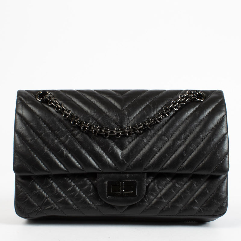 shop 100% authentic second hand Chanel So Black Chevron Aged Calfskin Medium 2.55 Bag on Labellov.com