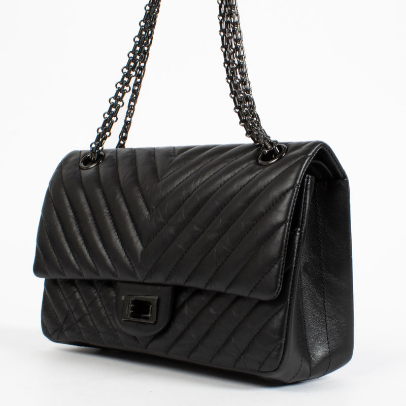 shop 100% authentic second hand Chanel So Black Chevron Aged Calfskin Medium 2.55 Bag on Labellov.com