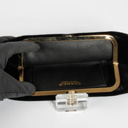 100% authentic Chanel Black Velvet/Leather/Plexiglass Clutch at Labellov.com