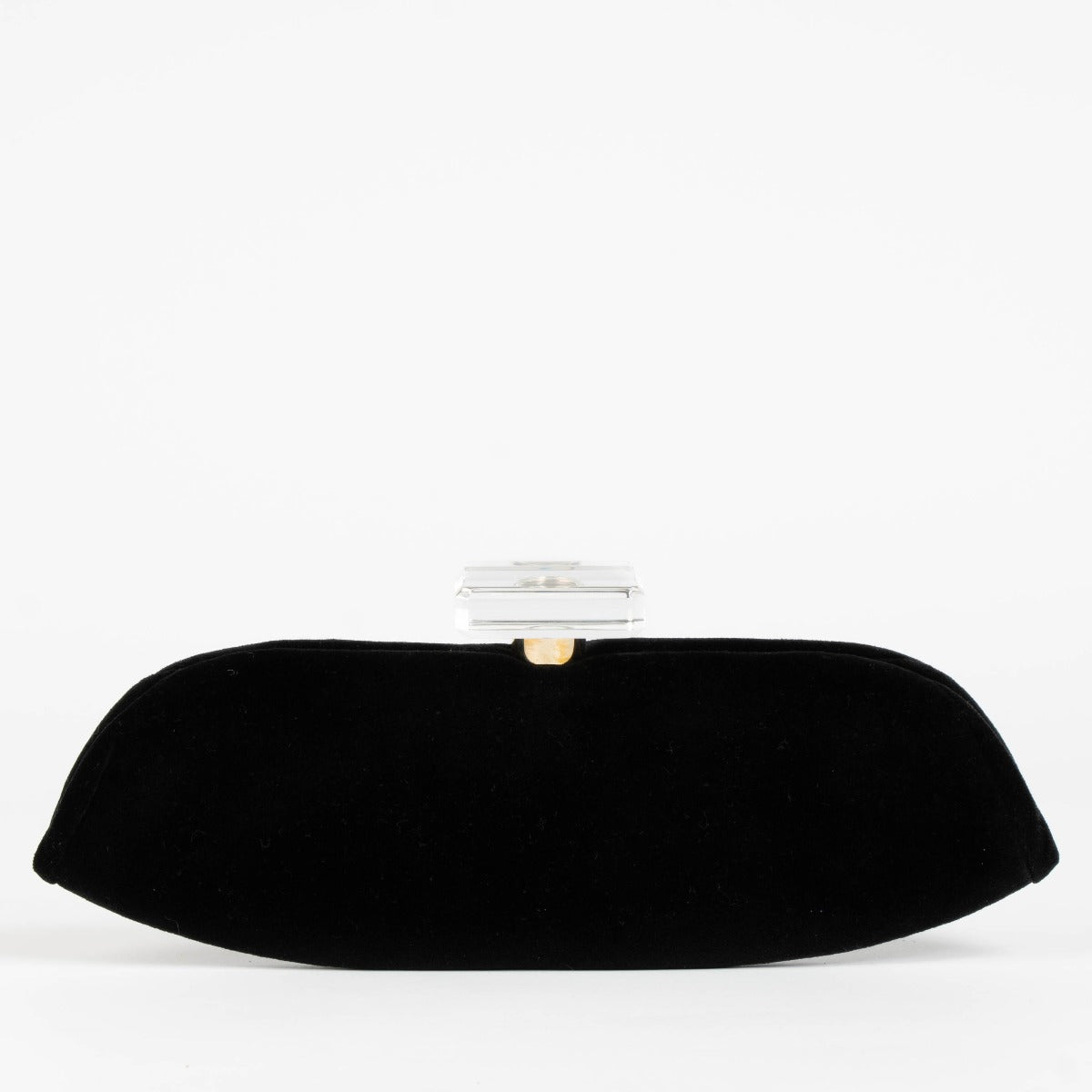100% authentic Chanel Black Velvet/Leather/Plexiglass Clutch at Labellov.com