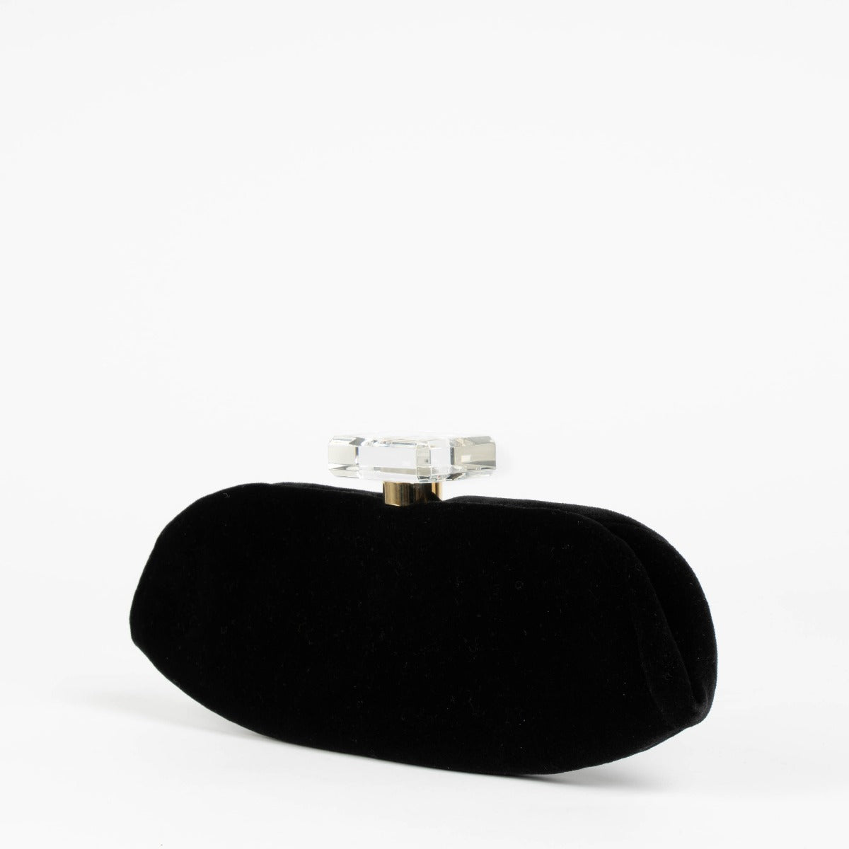 100% authentic Chanel Black Velvet/Leather/Plexiglass Clutch at Labellov.com