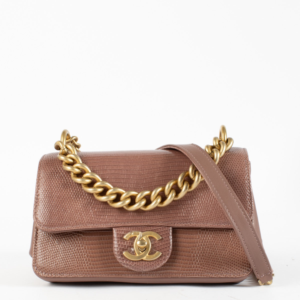 shop 100% authentic second hand Chanel Oud Rose Lizard Flap Bag on Labellov.com