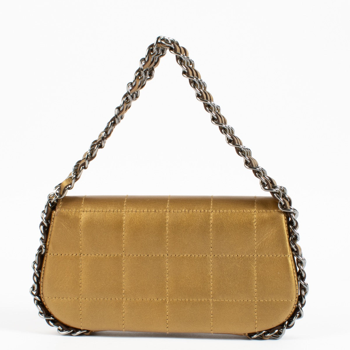 Chanel Gold Quilted Chocolate Bar 3 Chain Flap Bag