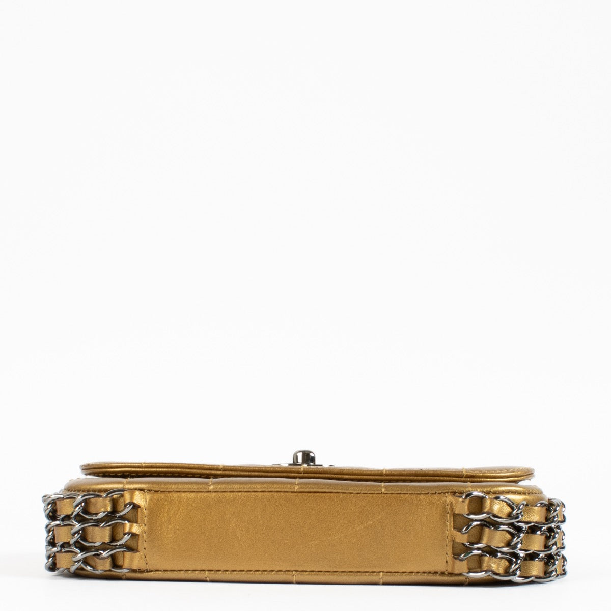Chanel Gold Quilted Chocolate Bar 3 Chain Flap Bag