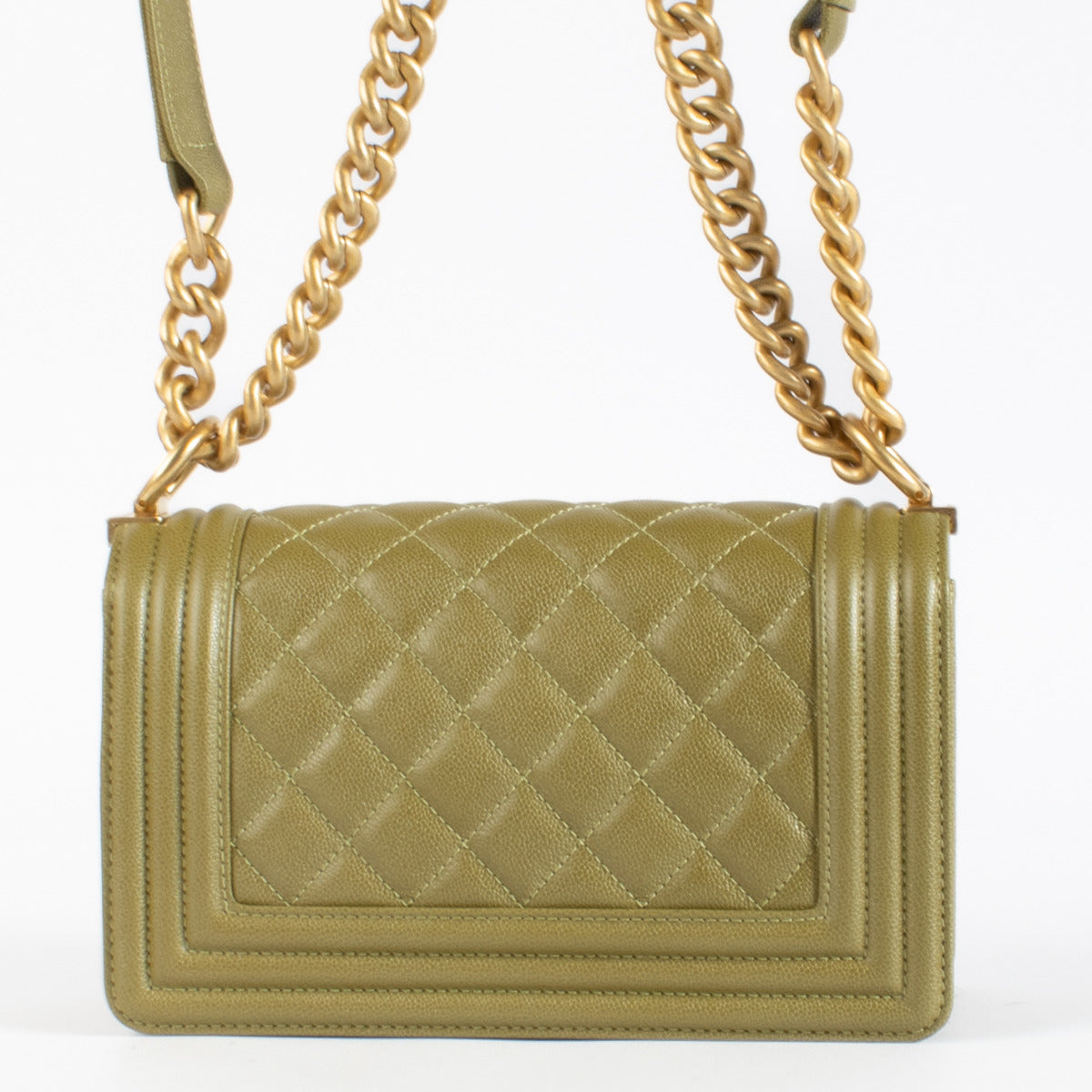 Chanel Green Caviar Small Boy Chanel Bag