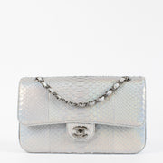 Chanel Silver Rainbow Snake Medium Classic Flap Bag