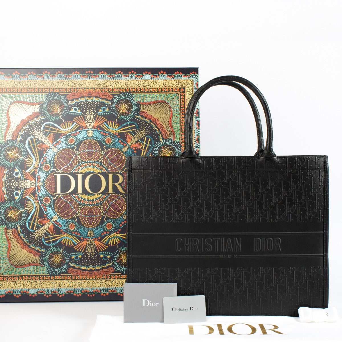 Dior Black Oblique Leather Large Book Tote