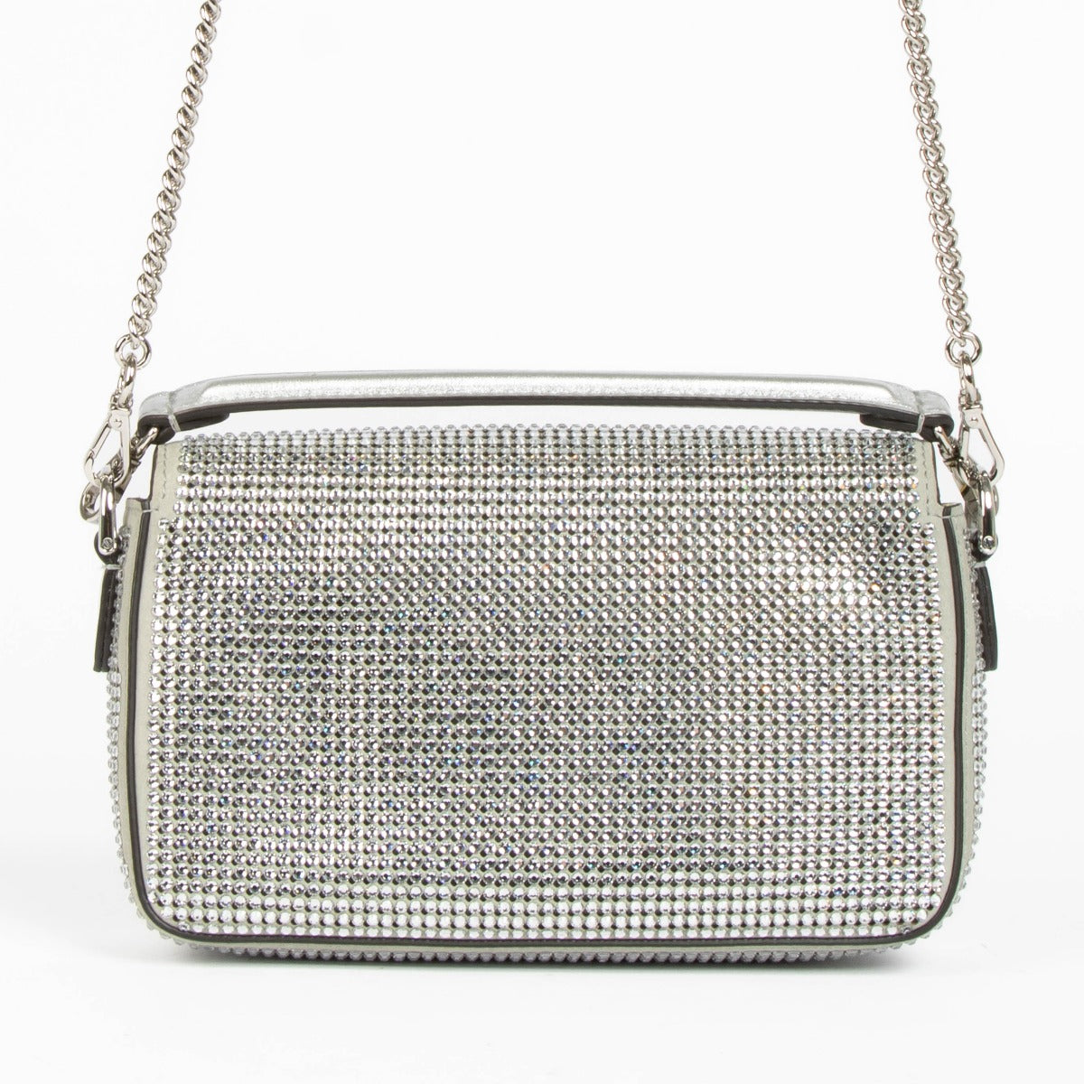 Shop this 100% authentic Fendi Silver Crystal Mini Baguette Bag at Labellov.com