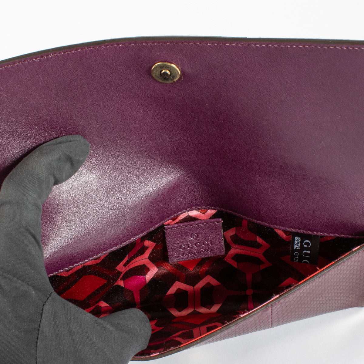 Gucci Purple Python Clutch Bag