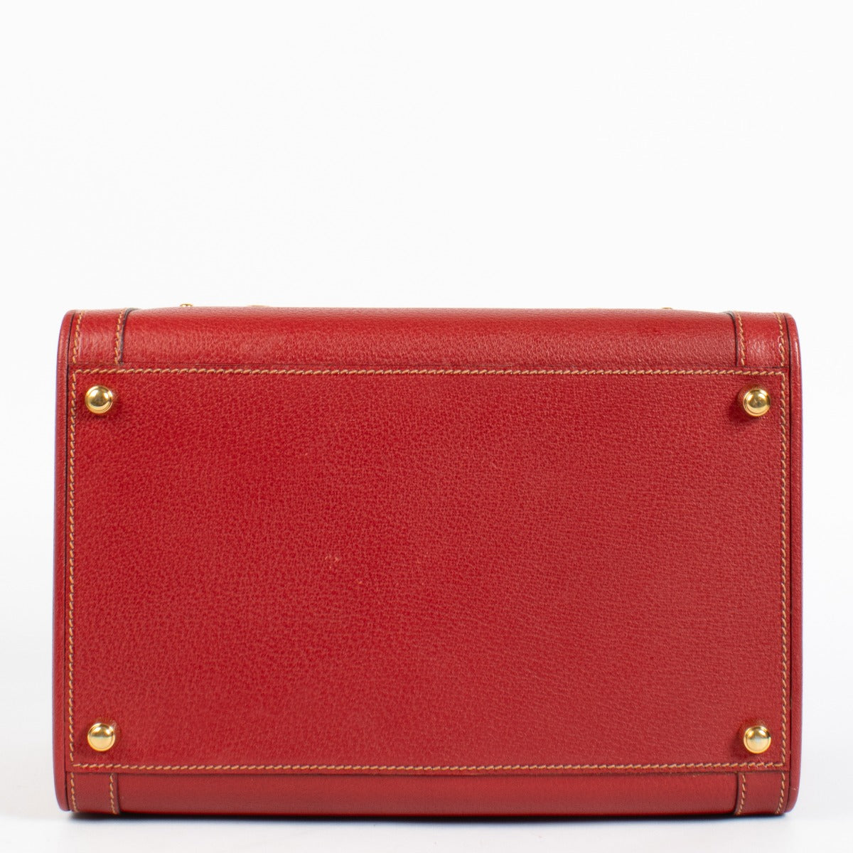 Gucci vintage red leather beauty case with gold locks and mirror interior at Labellov.com