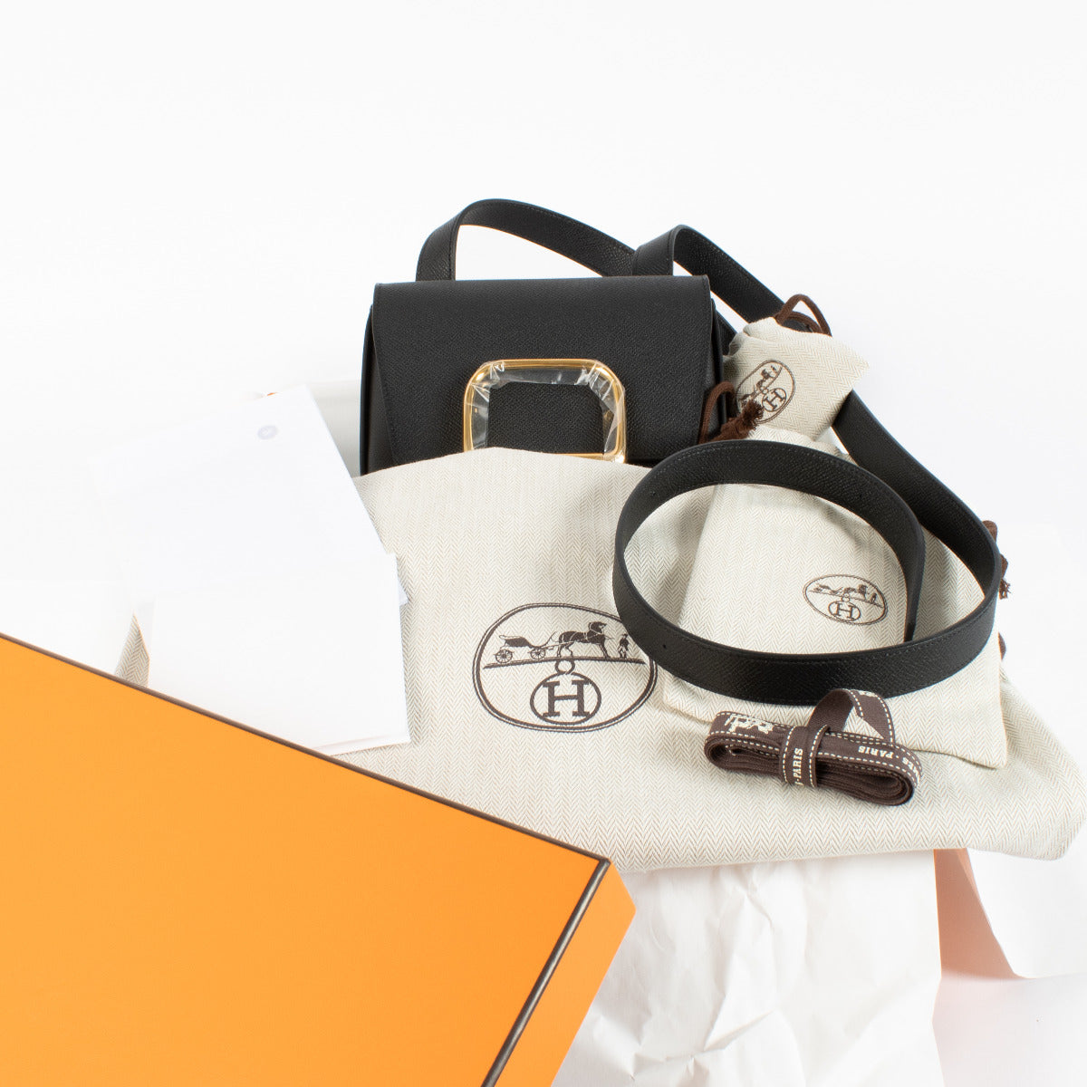 Hermès Della Cavalleria Mini Black Epsom Bag