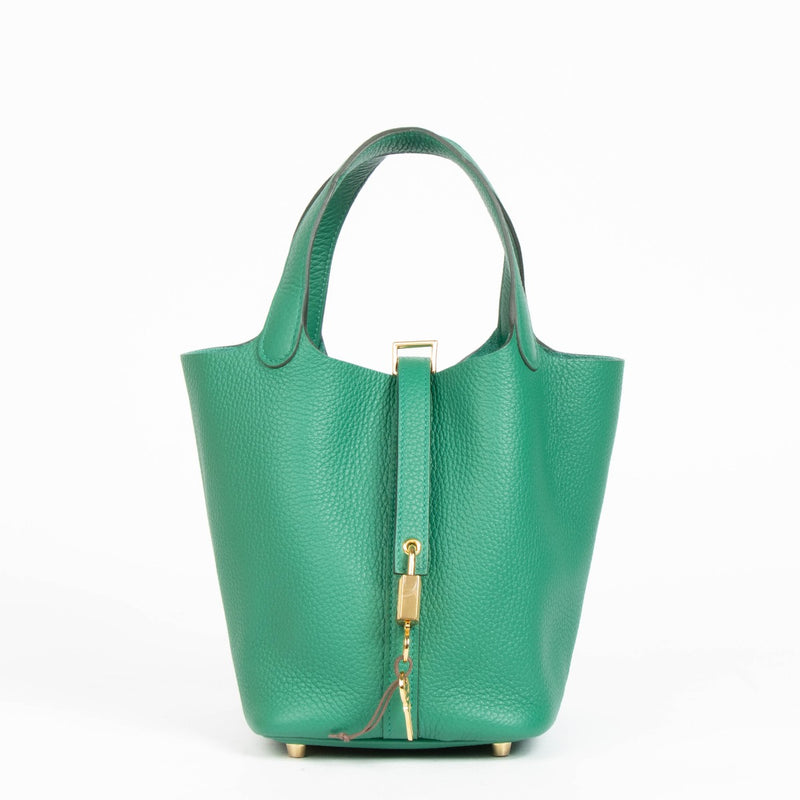 Shop 100% authentic brand new Hermès Vert Vertigo Taurillon Clemence Picotin Lock 18 Bag on Labellov.com