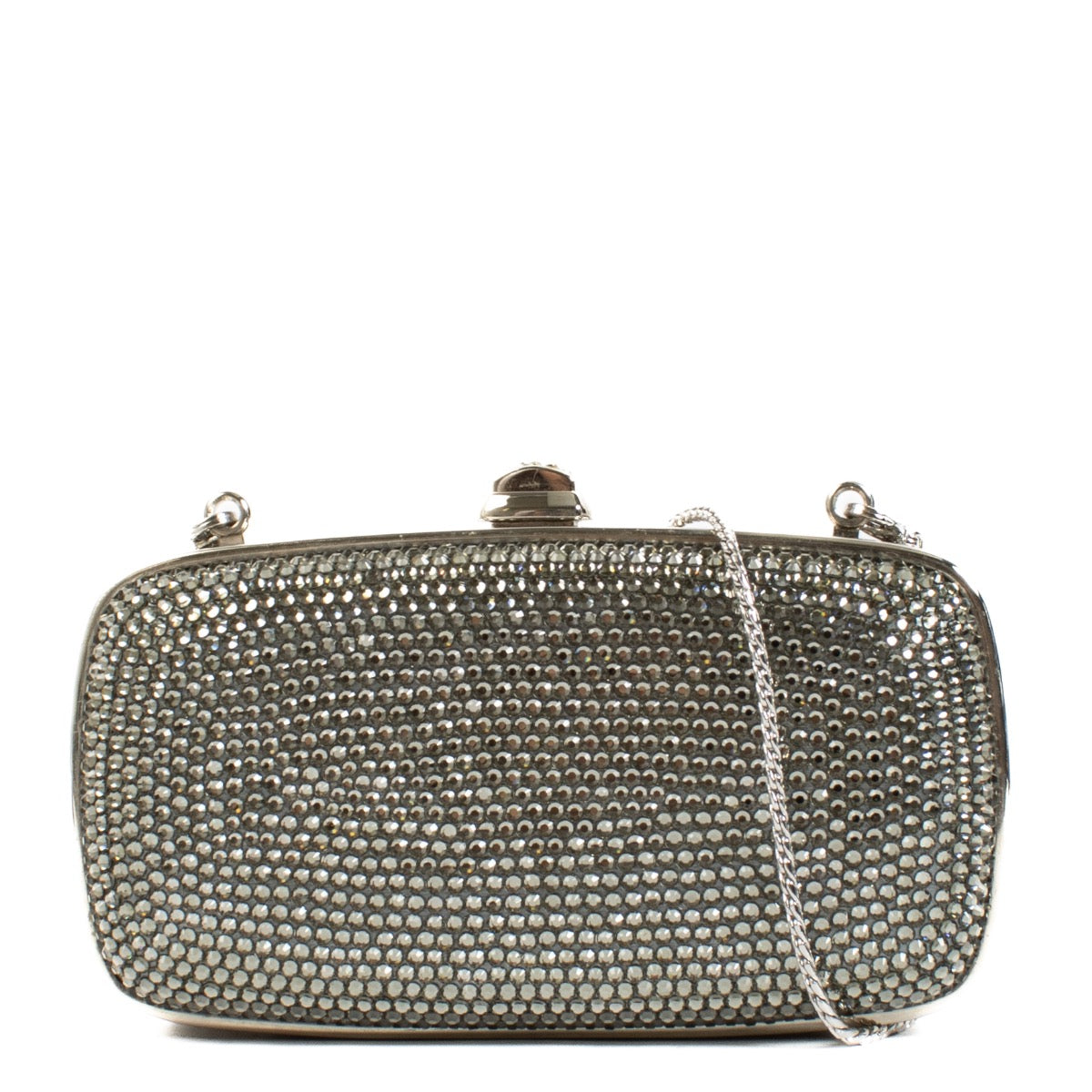 Authentic second hand Judith Leiber Silver Crystal Chain Clutch on Labellov.com