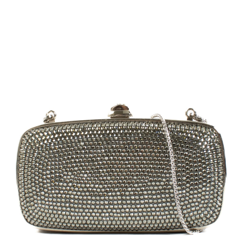 Authentic second hand Judith Leiber Silver Crystal Chain Clutch on Labellov.com