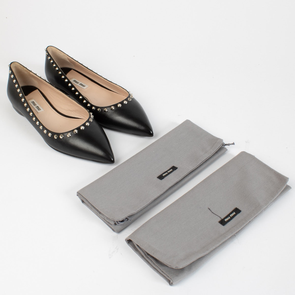 authentic preloved MiuMiu studded flats on Labellov.com