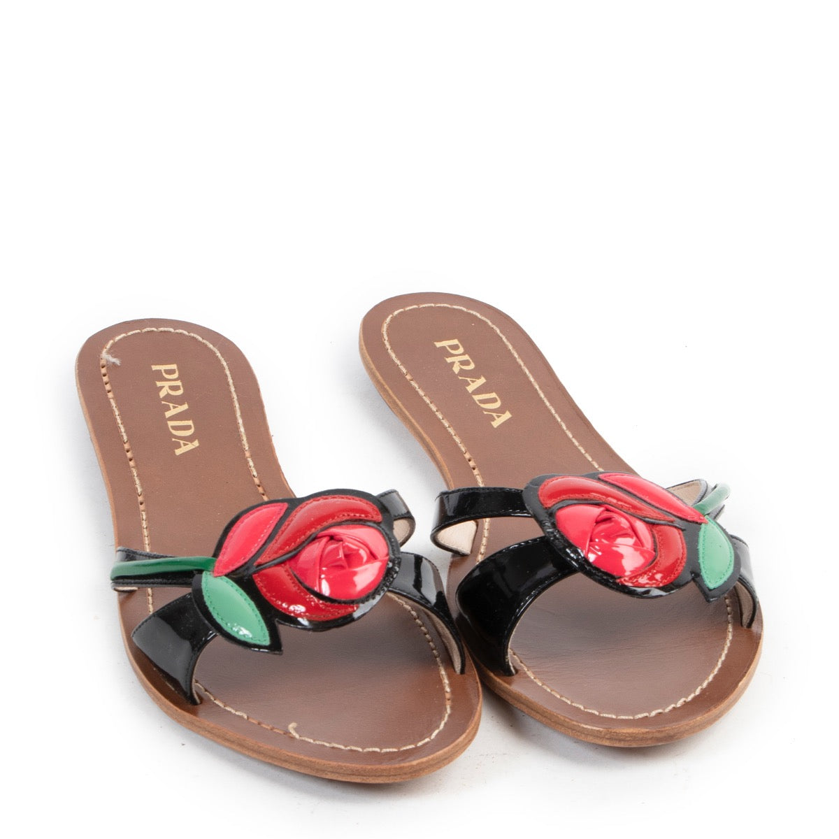 Sandales Prada en cuir verni rose - Taille 38,5