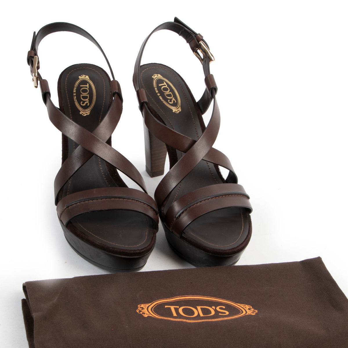 Tods Bruine Sandalen Met Hoge Hak - maat 37