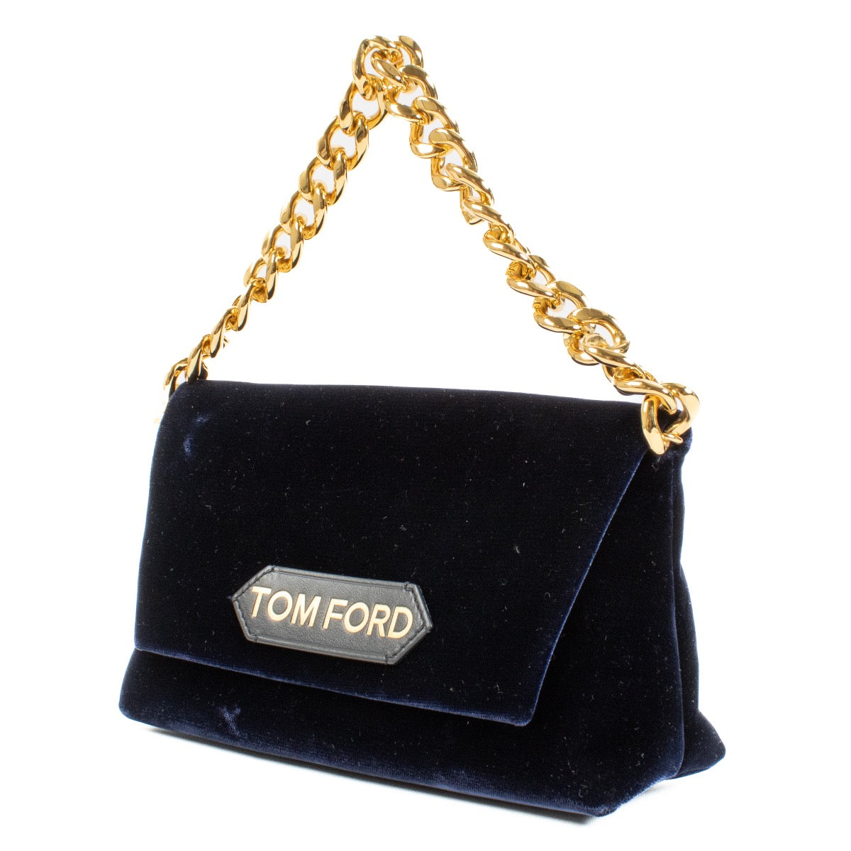 Authentic second hand Tom Ford Blue Velvet Mini Label Chain Clutch on Labellov.com