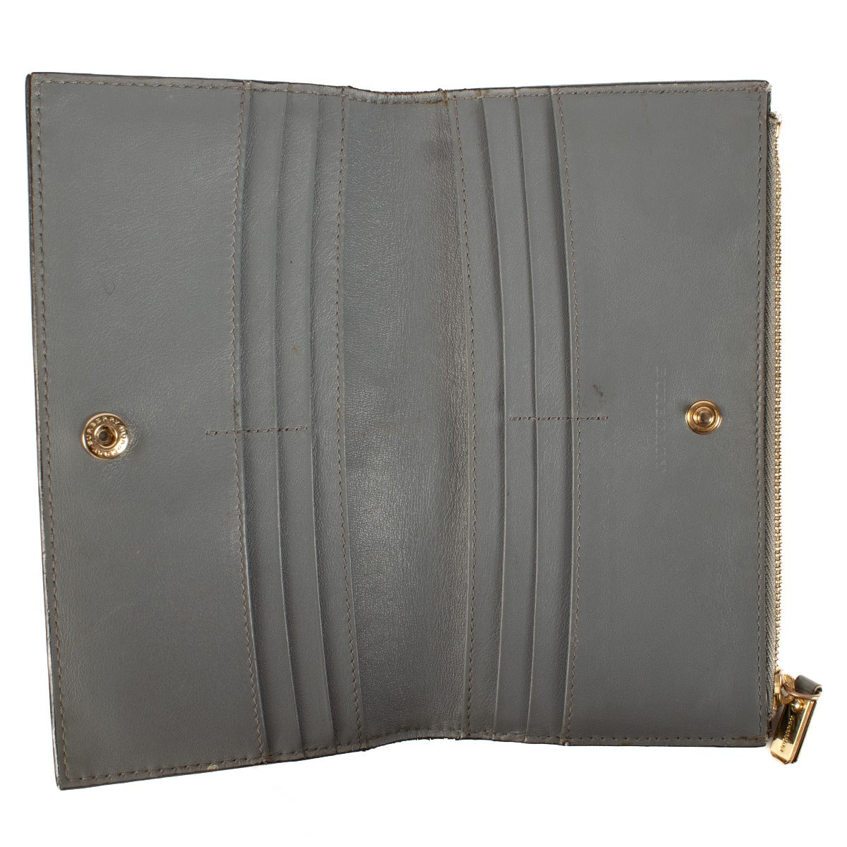 Burberry Grey Check Embossed Leather Flap Wallet