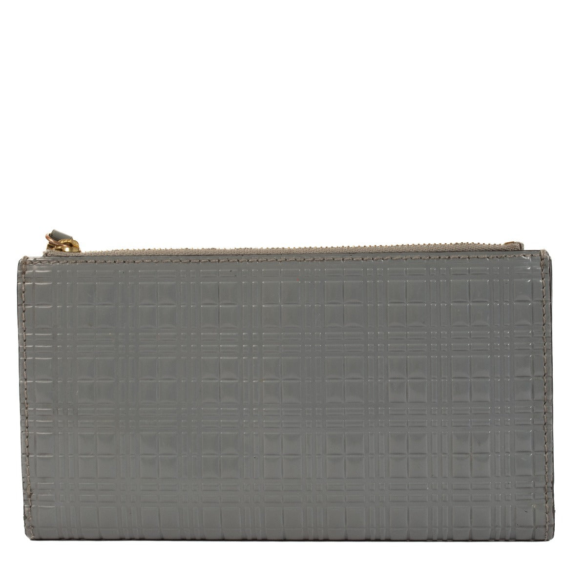 Burberry Grey Check Embossed Leather Flap Wallet