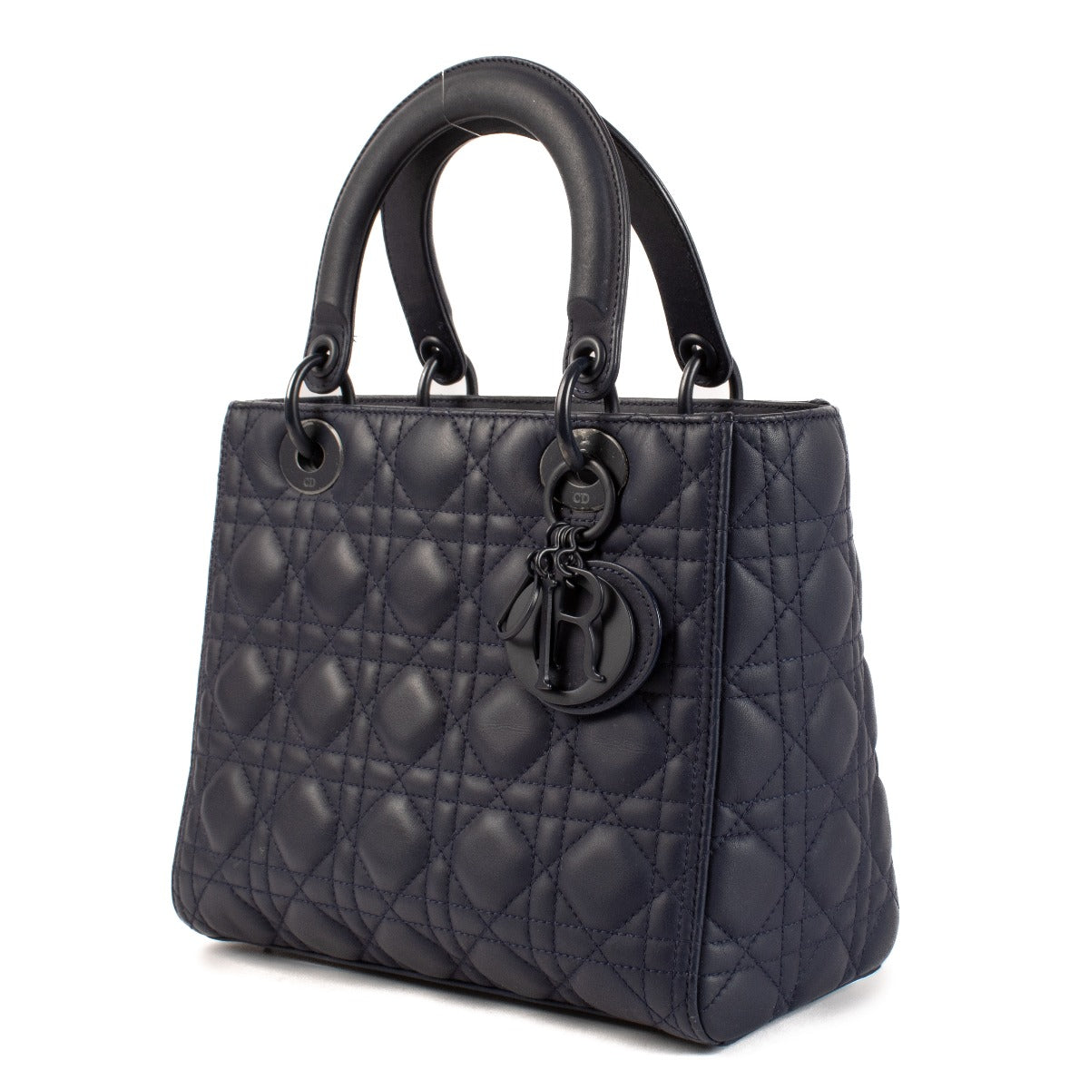 Second hand authentic designer luxury Dior Blue Ultramatte Calfskin Medium Lady Dior Bag