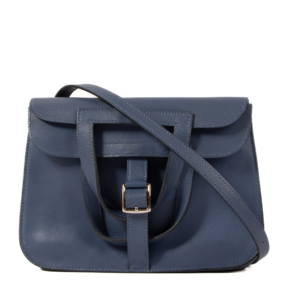 Hermès Halzan Mini Bleu de Prusse Swift PHW