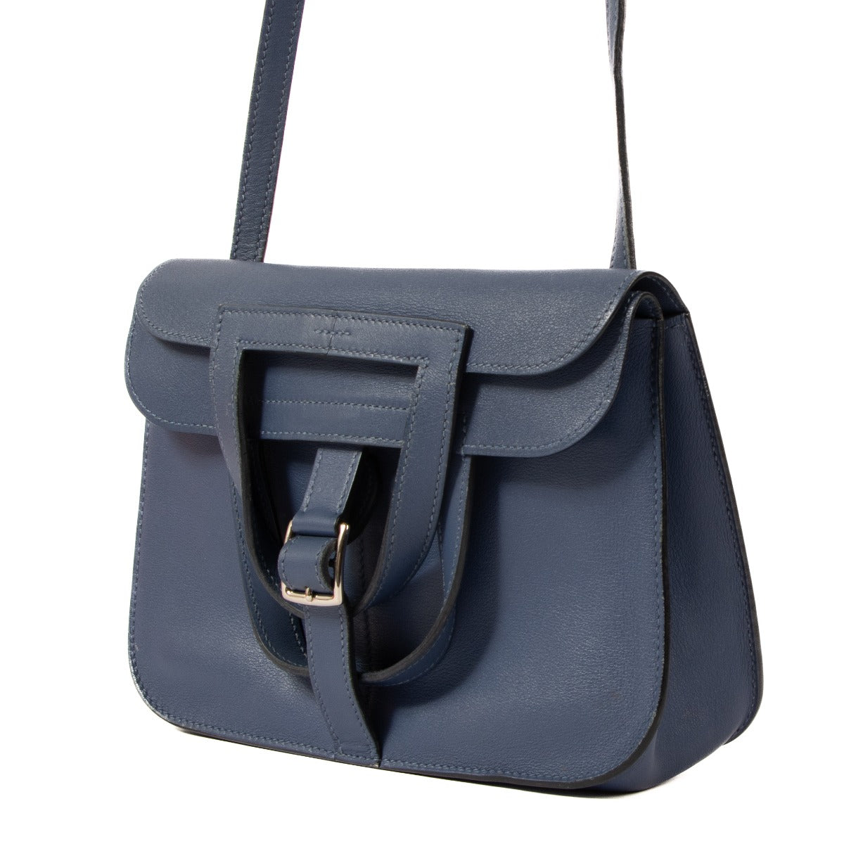 Hermès Halzan Mini Bleu de Prusse Swift PHW