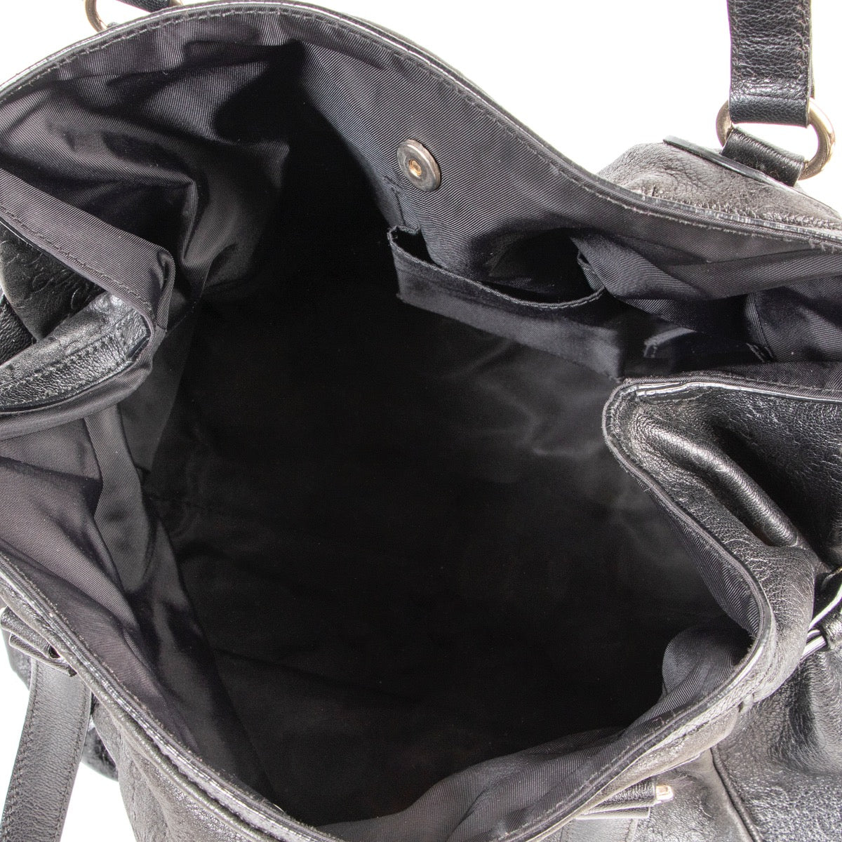 Shop safe online authentic second hand Gucci Black Monogram Leather Shoulder Bag.