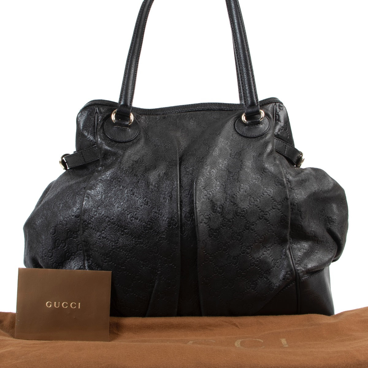 Buy online Gucci Black Monogram Leather Shoulder Bag in a safe way