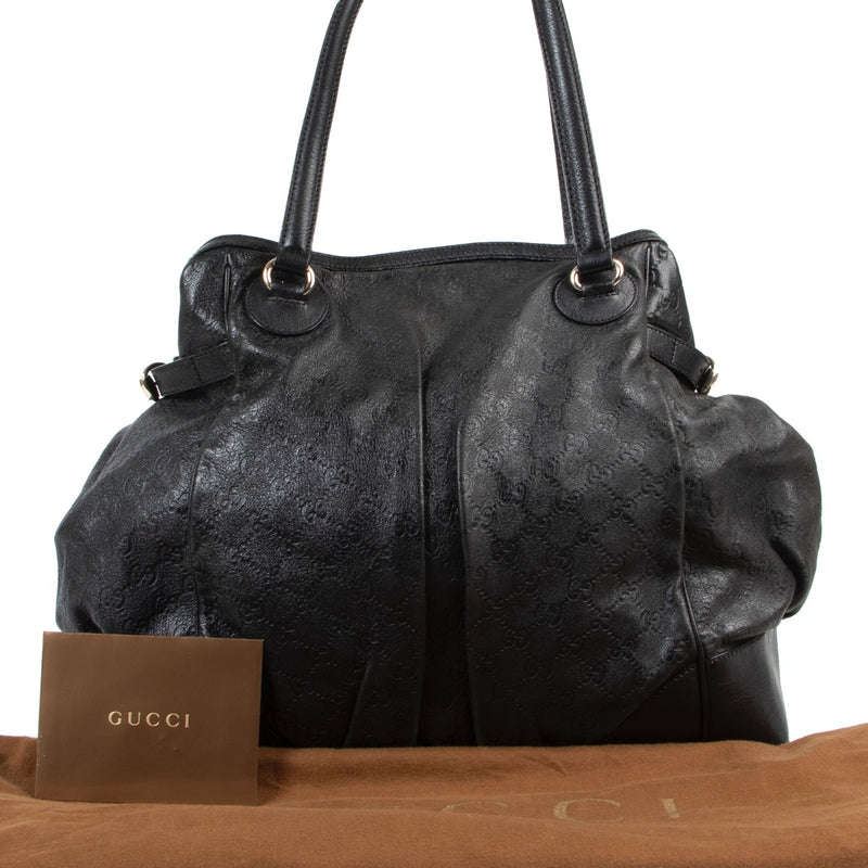Buy online Gucci Black Monogram Leather Shoulder Bag in a safe way