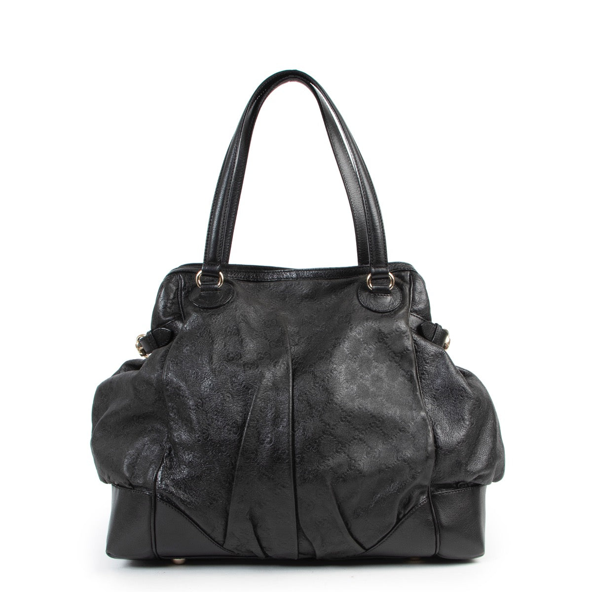 Shop online safely Gucci Black Monogram Leather Shoulder Bag.