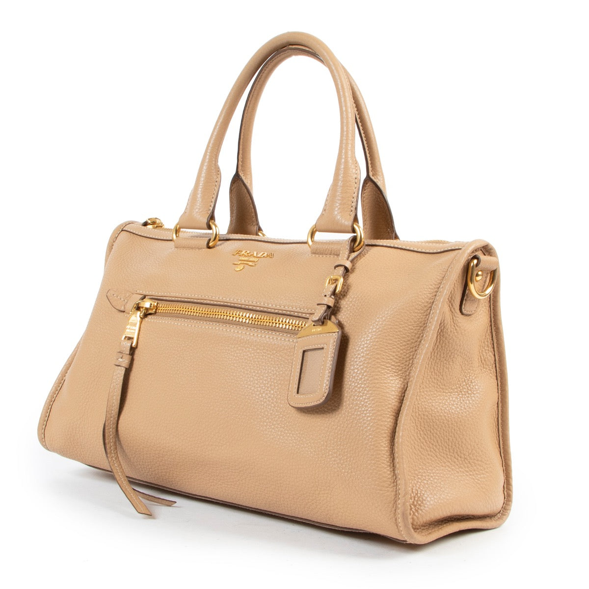 Shop online Prada Beige Leather Top Handle Bag in a safe way.