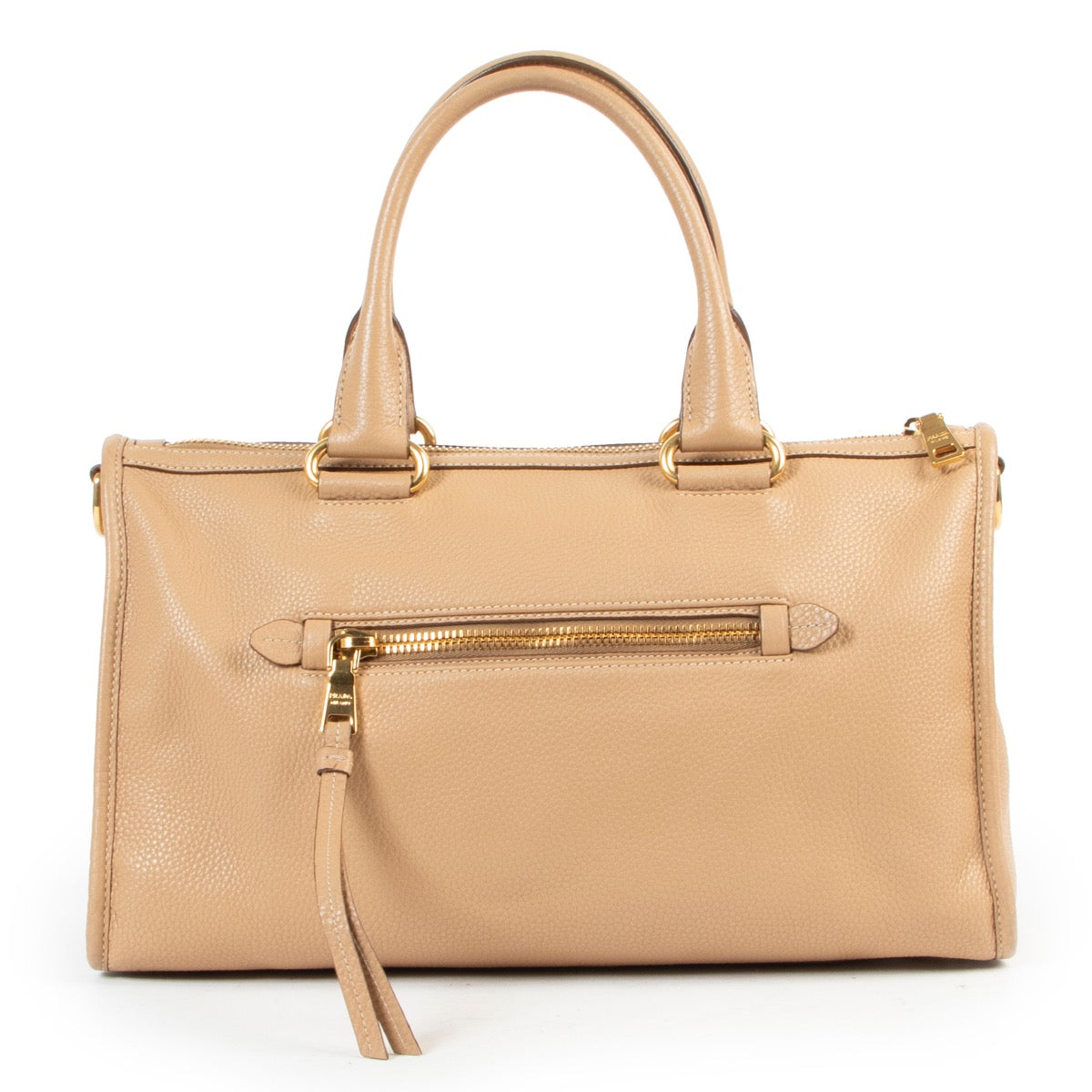 Shop online Prada Beige Leather Top Handle Bag in a safe way.