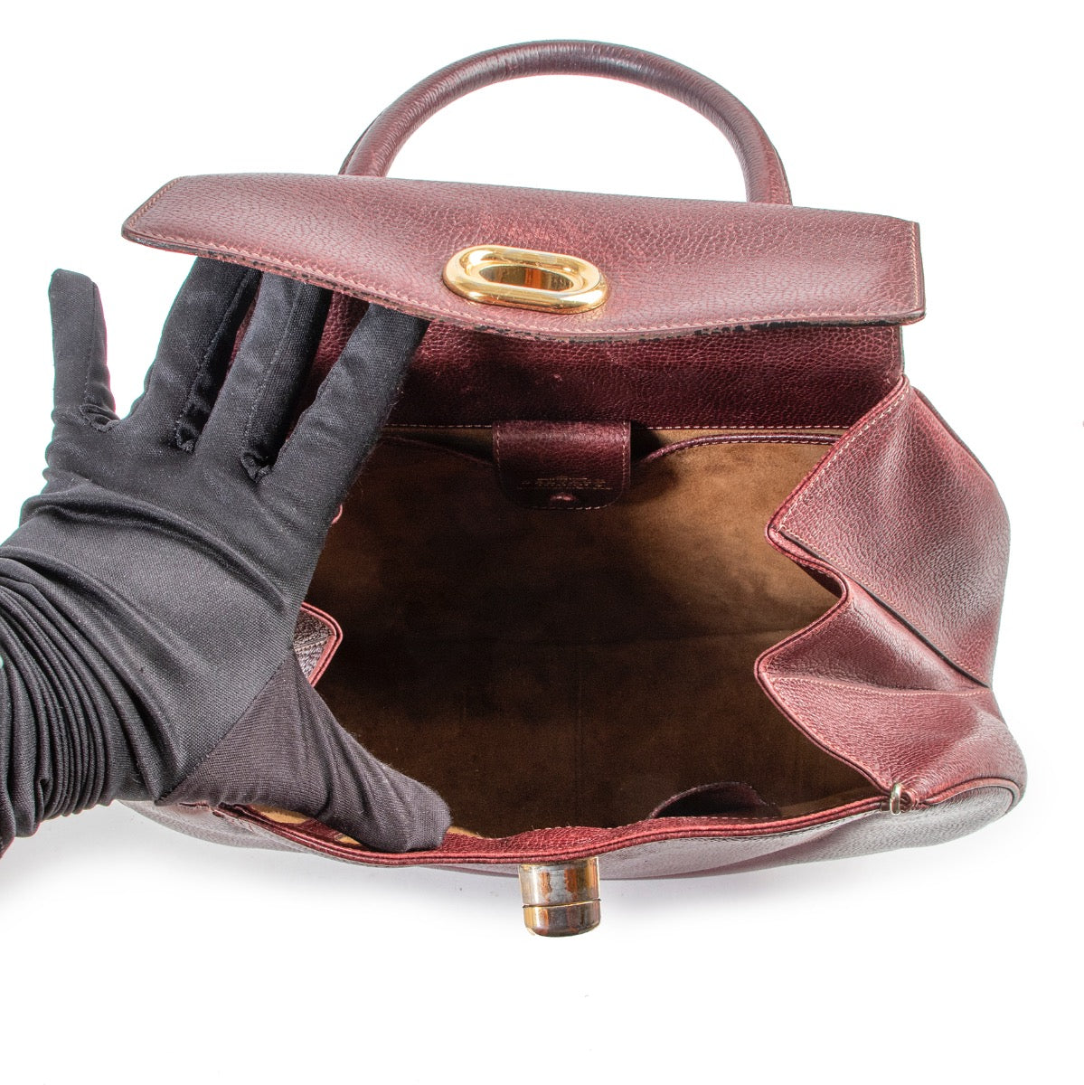 Shop safe online authentic Delvaux Burgundy Extase Galop Top Handle Bag
